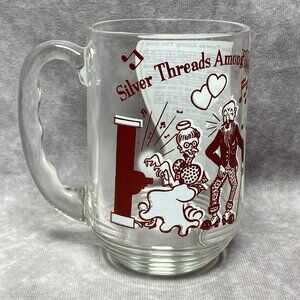 Hazel Atlas Big Top PB Glass "Silver Threads Among The Gold" Song Lyrics Mug